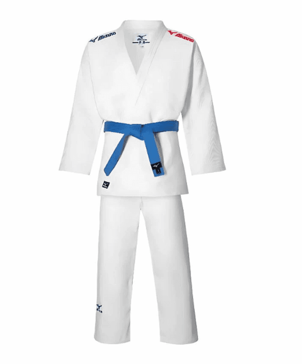 Mizuno Keiko judopak wit met rood/blauwe borduring